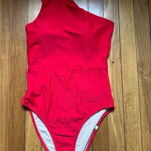 Summersalt The Sidestroke Red One-Shoulder Swim One Piece